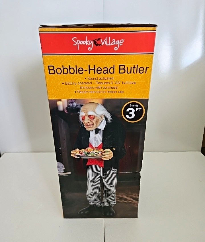 Spooky Village Bobble-Head Butler 3 FT Animated Halloween Prop New Open Box