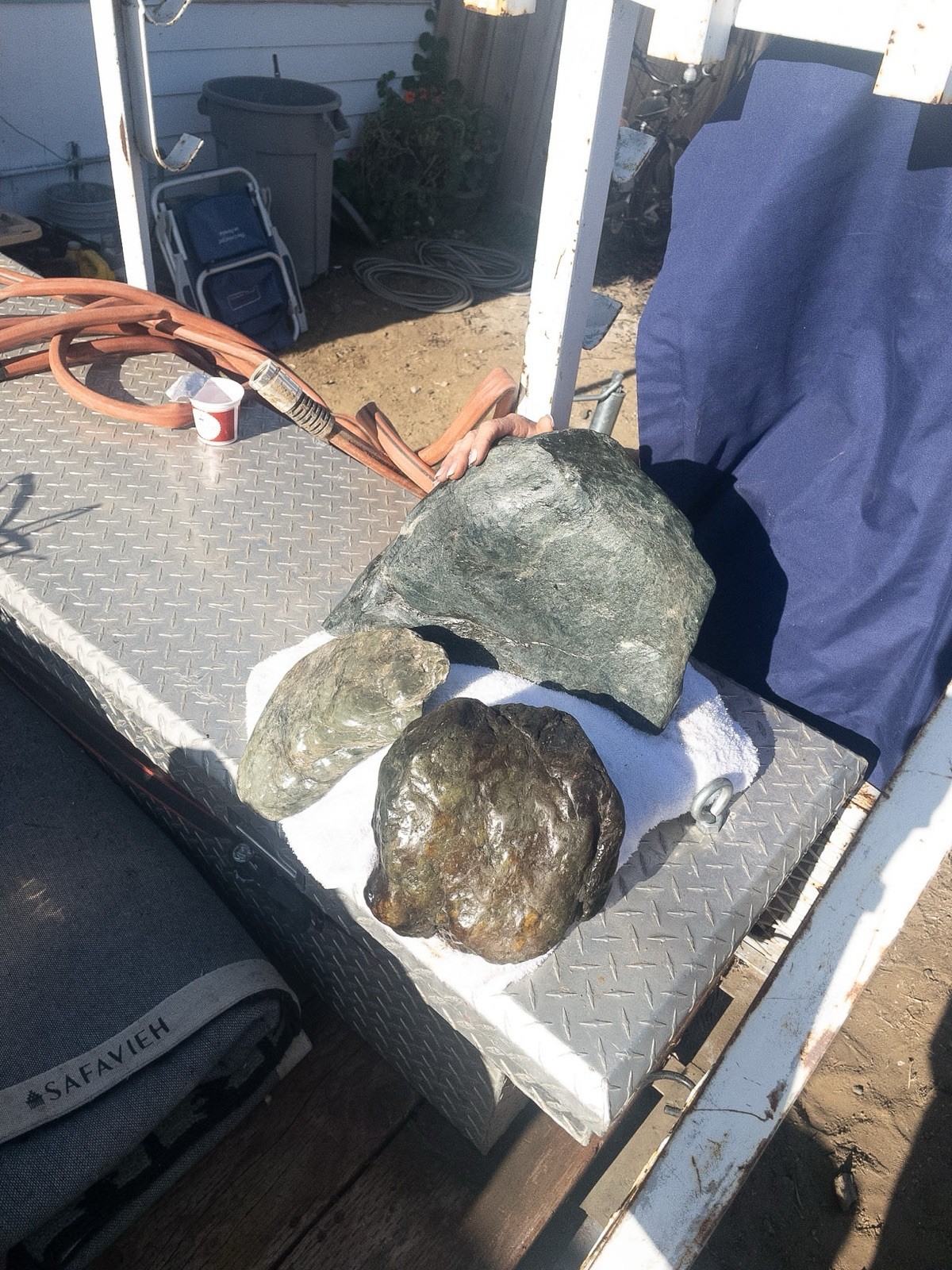 MASSIVE OCEAN POLISHED RARE BIG SUR NEPHRITE SILVER/BLUE-GREEN SPECIMEN.