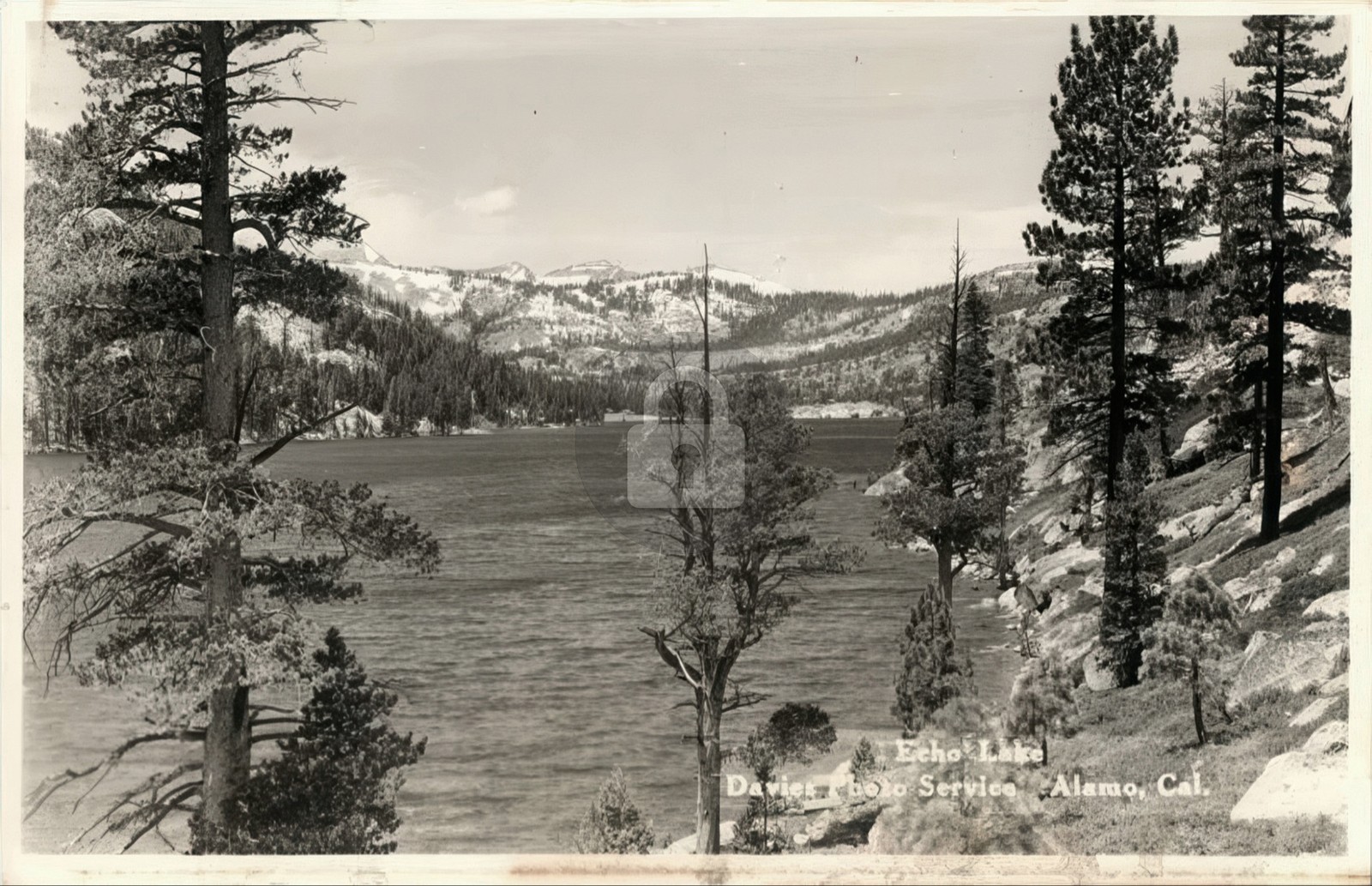Echo Lake California El Dorado Co Lake Tahoe Davies 1947 RPPC Postcard COPY
