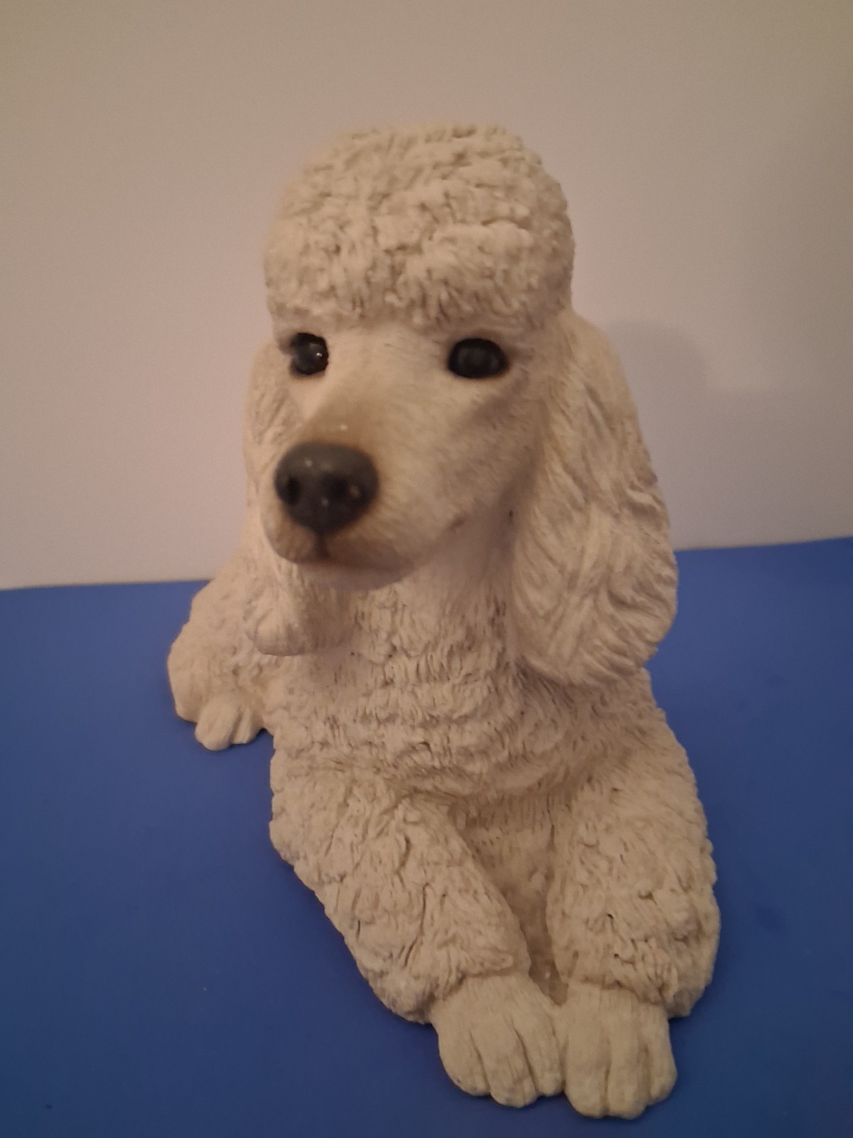 Vintage Sandicast White Poodle signed by Artist Sandra Brue. Free USA shipping