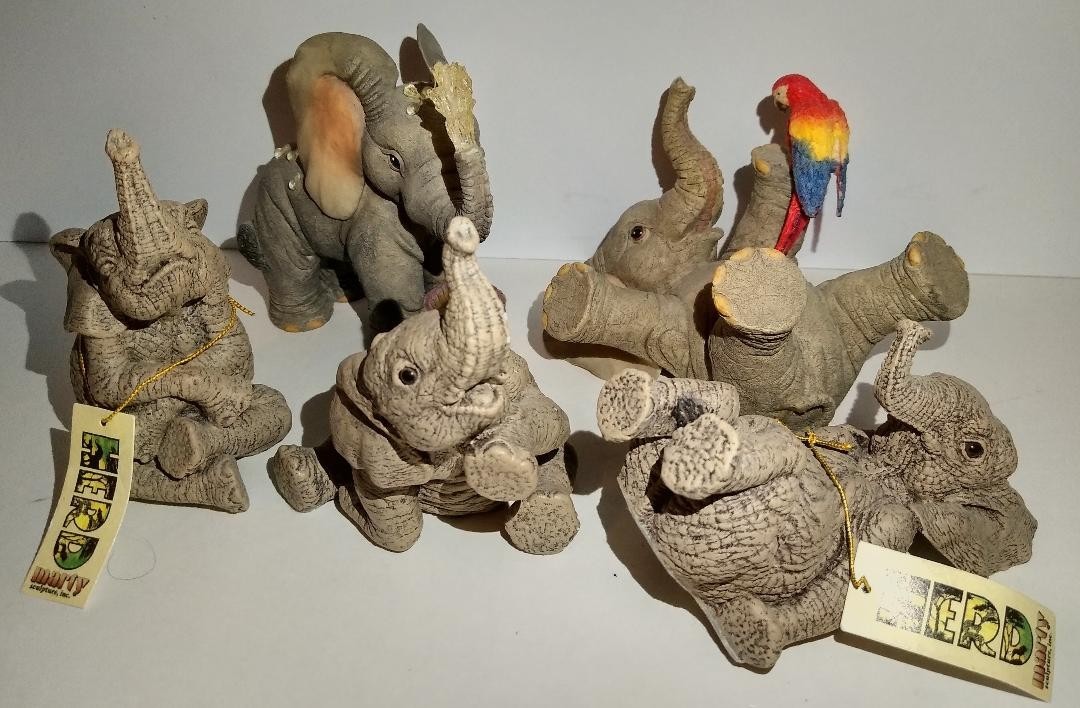 Lot of 5 The Herd & Tuskers Elephant Collection Figurine Martha Carey Henry +