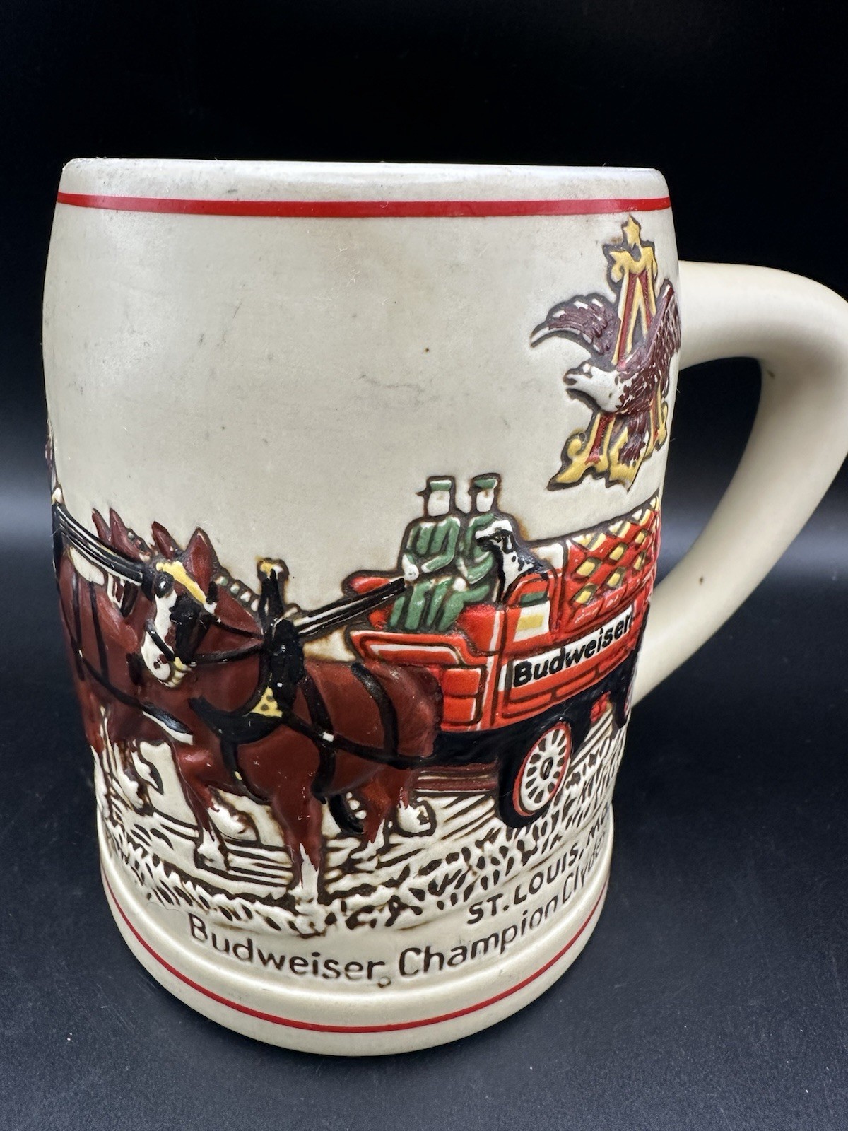 Vintage 1980 Budweiser Champion Clydesdales Ceramarte Mug Beer Stein 5