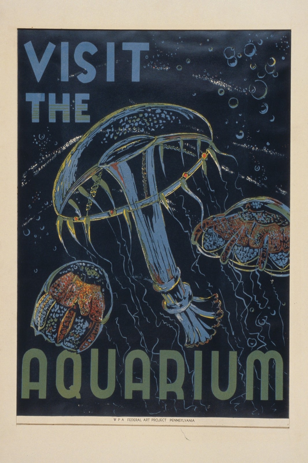 🦑 Visit the Aquarium Poster - 1930s Artwork - 24x36” - Premium Matte Paper