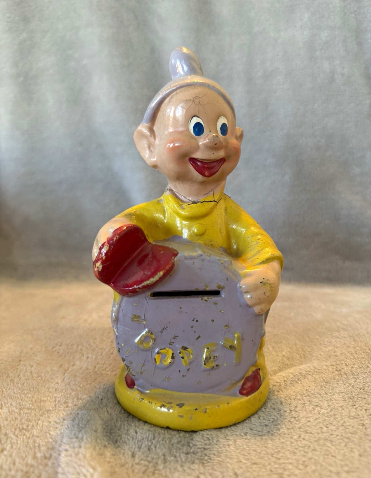 Vintage Walt Disney Dopey Ceramic Coin Bank 6.5
