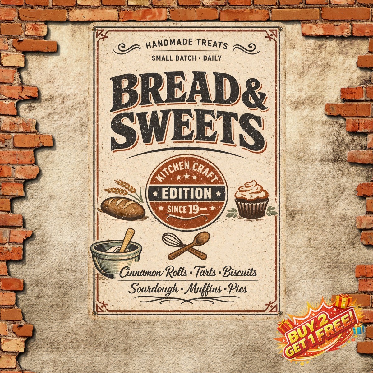 Custom Bakery Personalized Name Retro Wall Sign 8x12 Metal Tin Decor Plaque