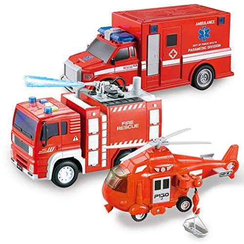 JOYIN Fire Truck Toys for 3 4 5 6 7 Year Old Boys - Fire Engine, Emergency Vehic