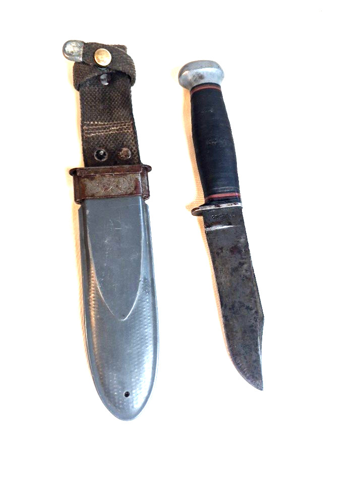 WWII USN Mark 1 Fighting Knife PAL RH-35  Black Handle NORD-4723 SCABBARD 