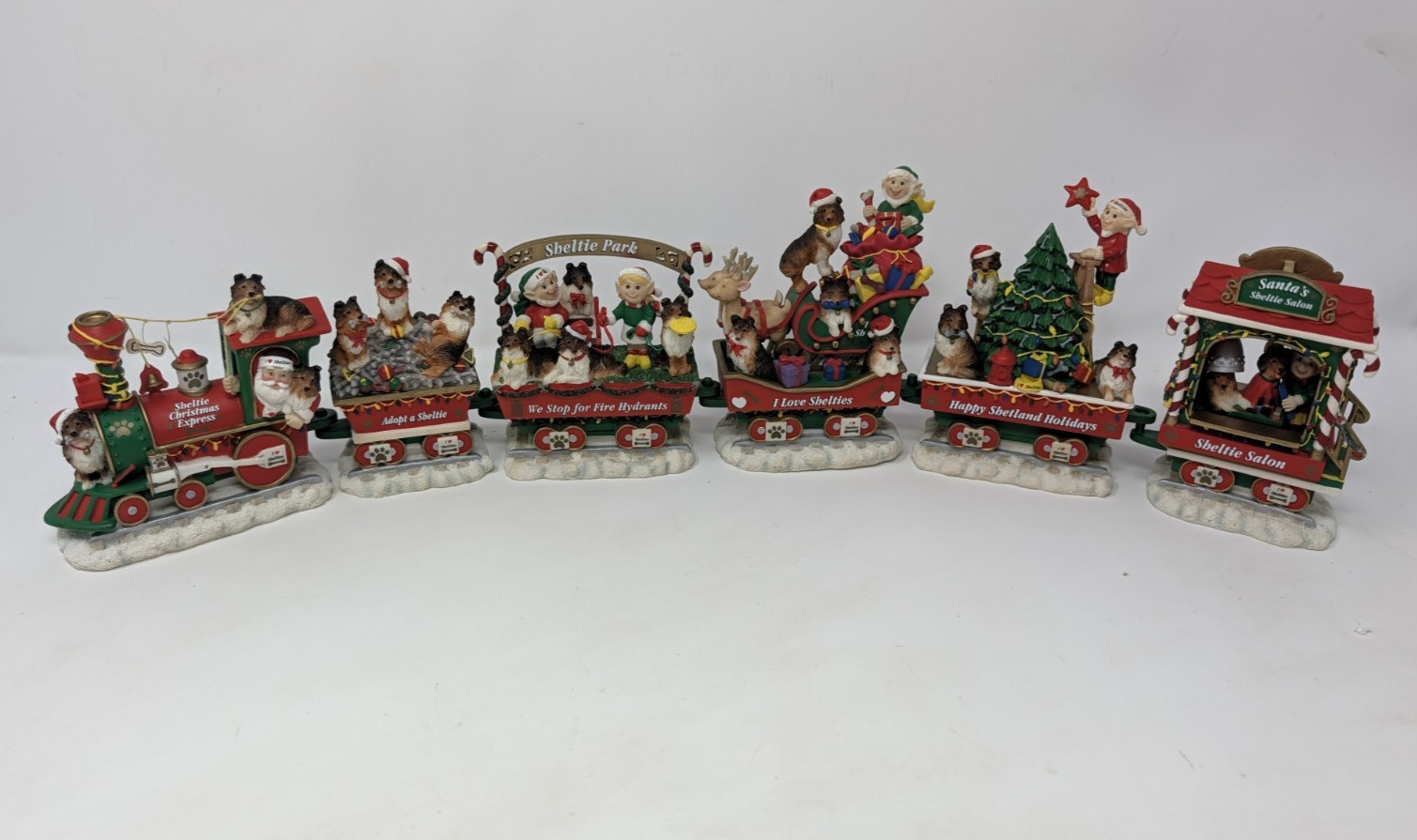 Danbury Mint The Sheltie Christmas Express Train 6 Car Set Shetland w/ Box