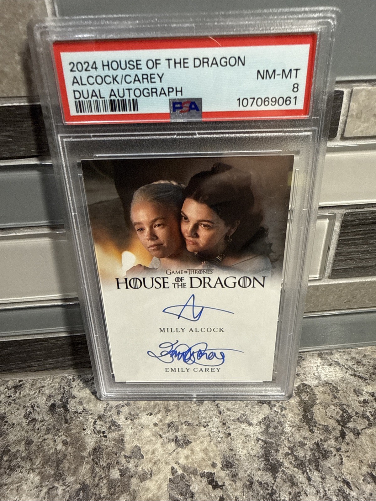 2024 House of the Dragon Season 1 Dual Auto Emily Carey & Milly Alcock PSA 8