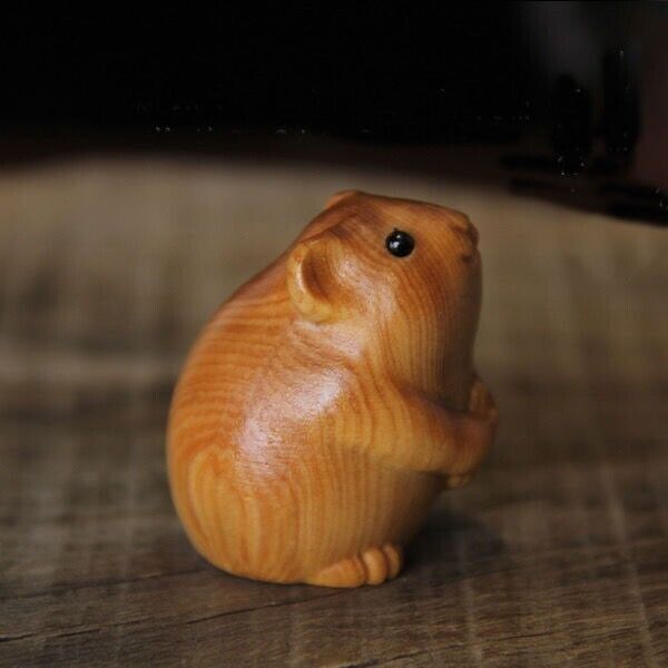 Cliff cypress Wood Carved Figurine Home Desktop Decoration Statue Animal Toys US