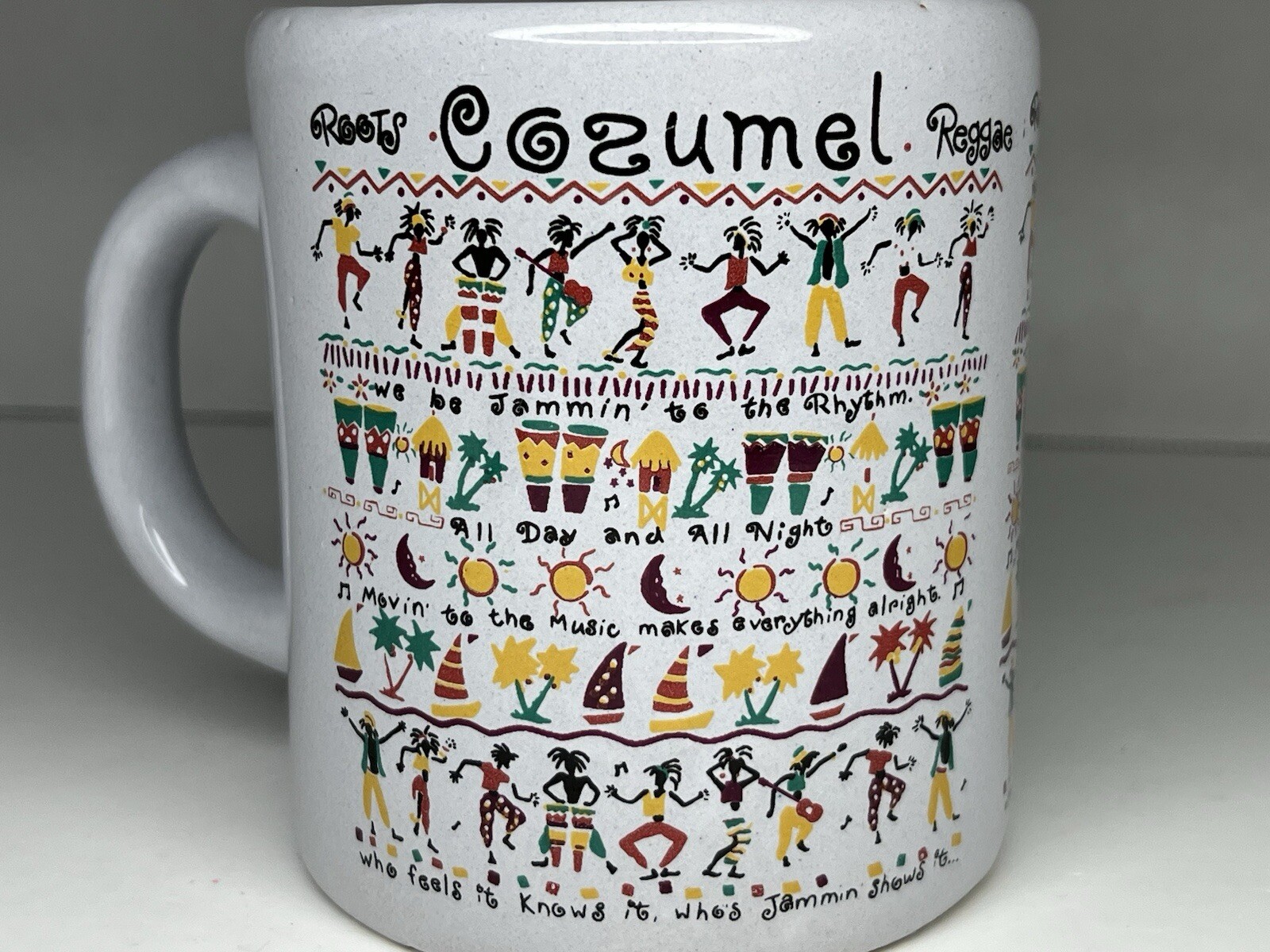 Vintage Rare Cozumel Reggae Roots We Be Jammin Jamaica Ska Coffee Mug Tea Cup