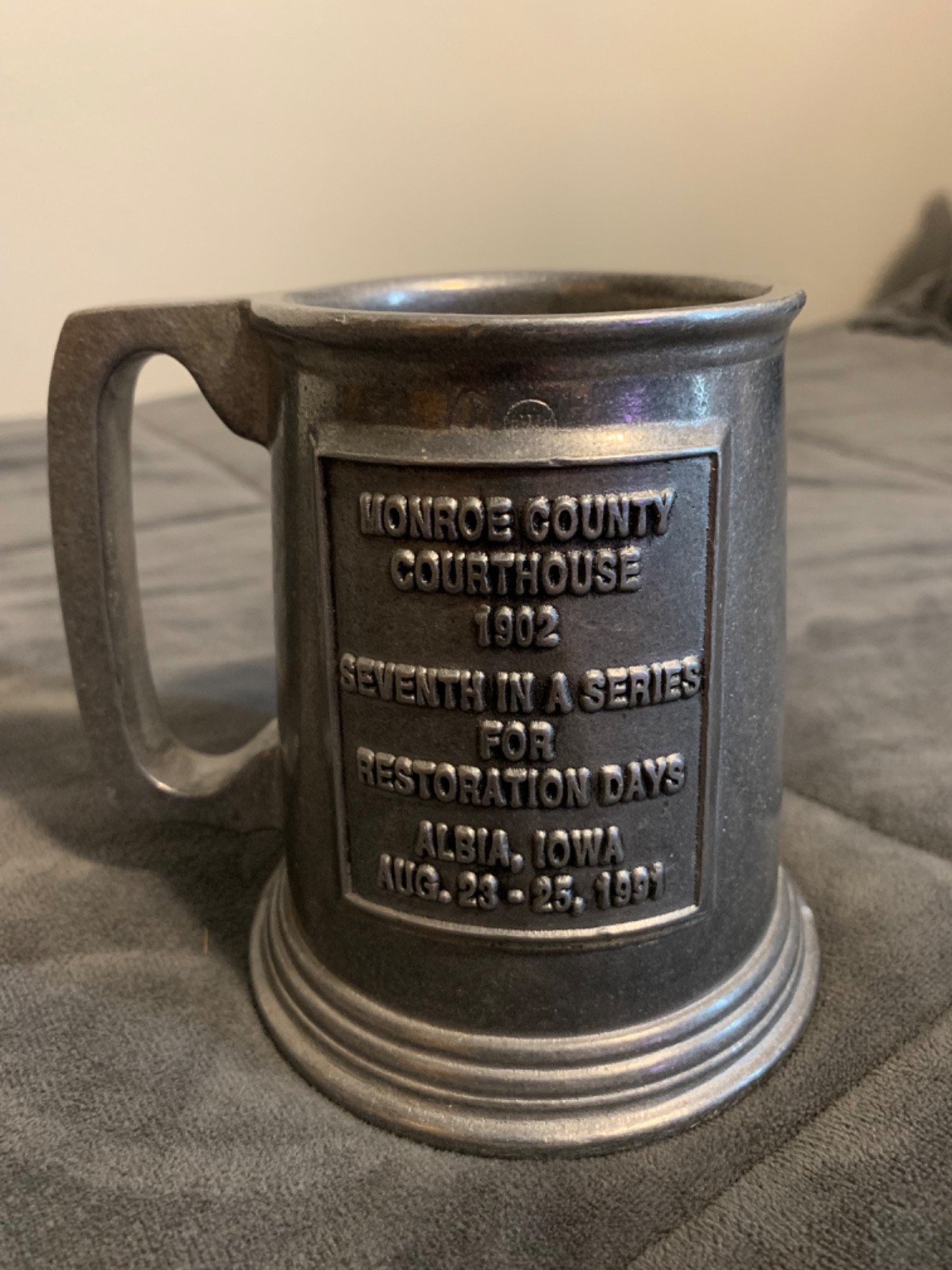Monroe County Iowa Courthouse Pewter Mug Stein - Vintage RWP Wilton Co.