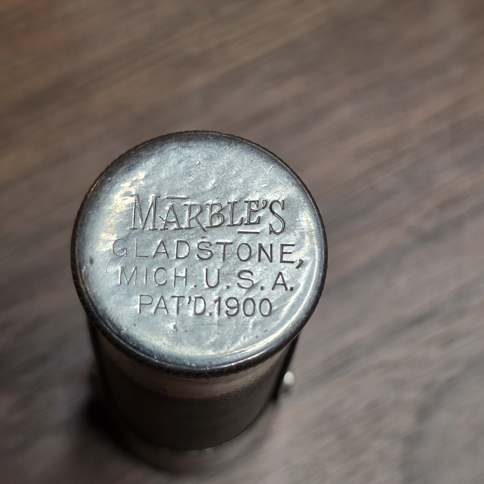 Vintage Marble’s Gladstone Mich. USA Waterproof Brass Match Safe Box Pat. 1900