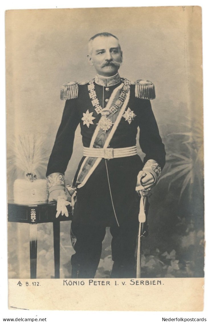 1900s royalty Balkan Serbia King Peter I pose photo postcard