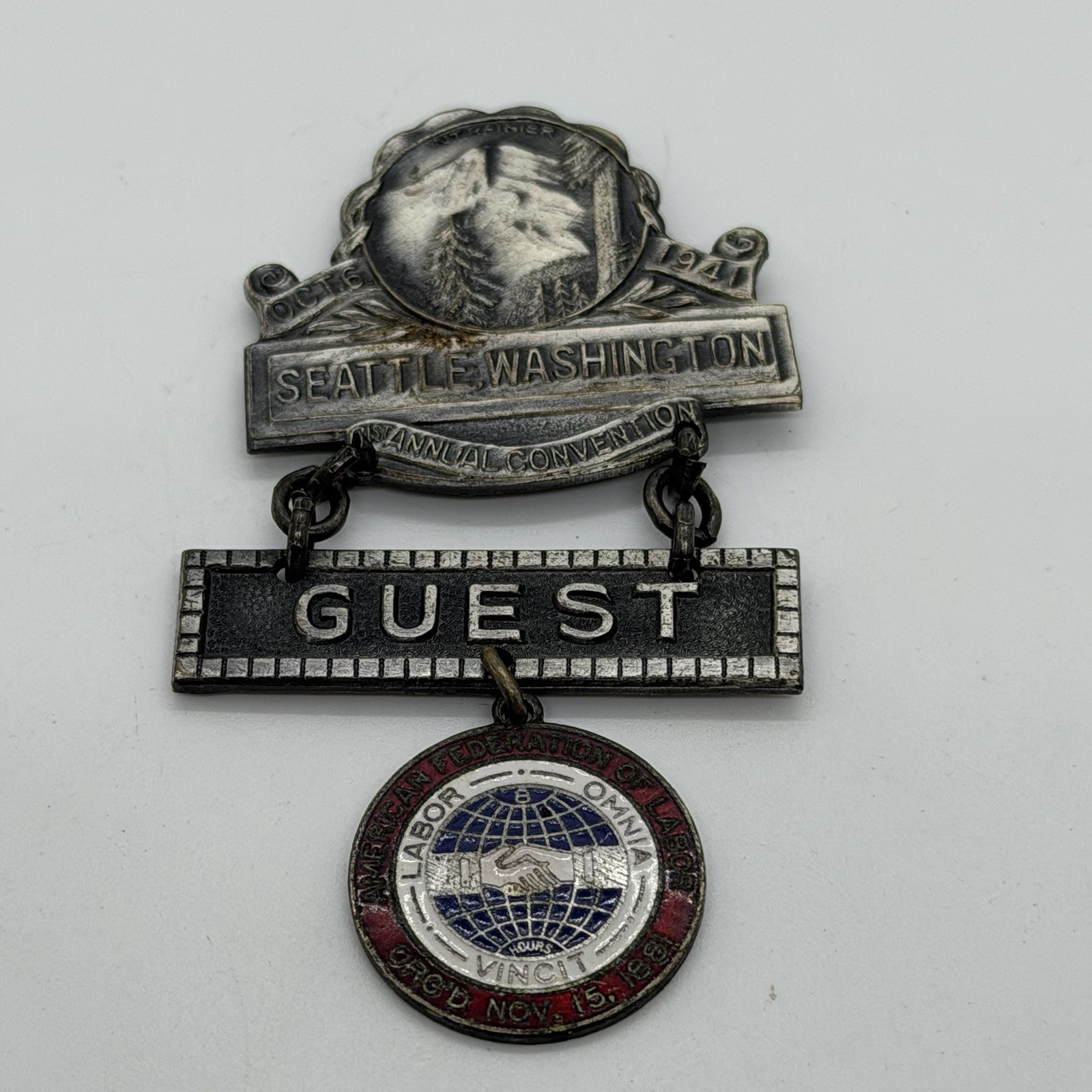 1941 AFL Seattle Convention Guest Badge Mt Rainier American Federation Labor
