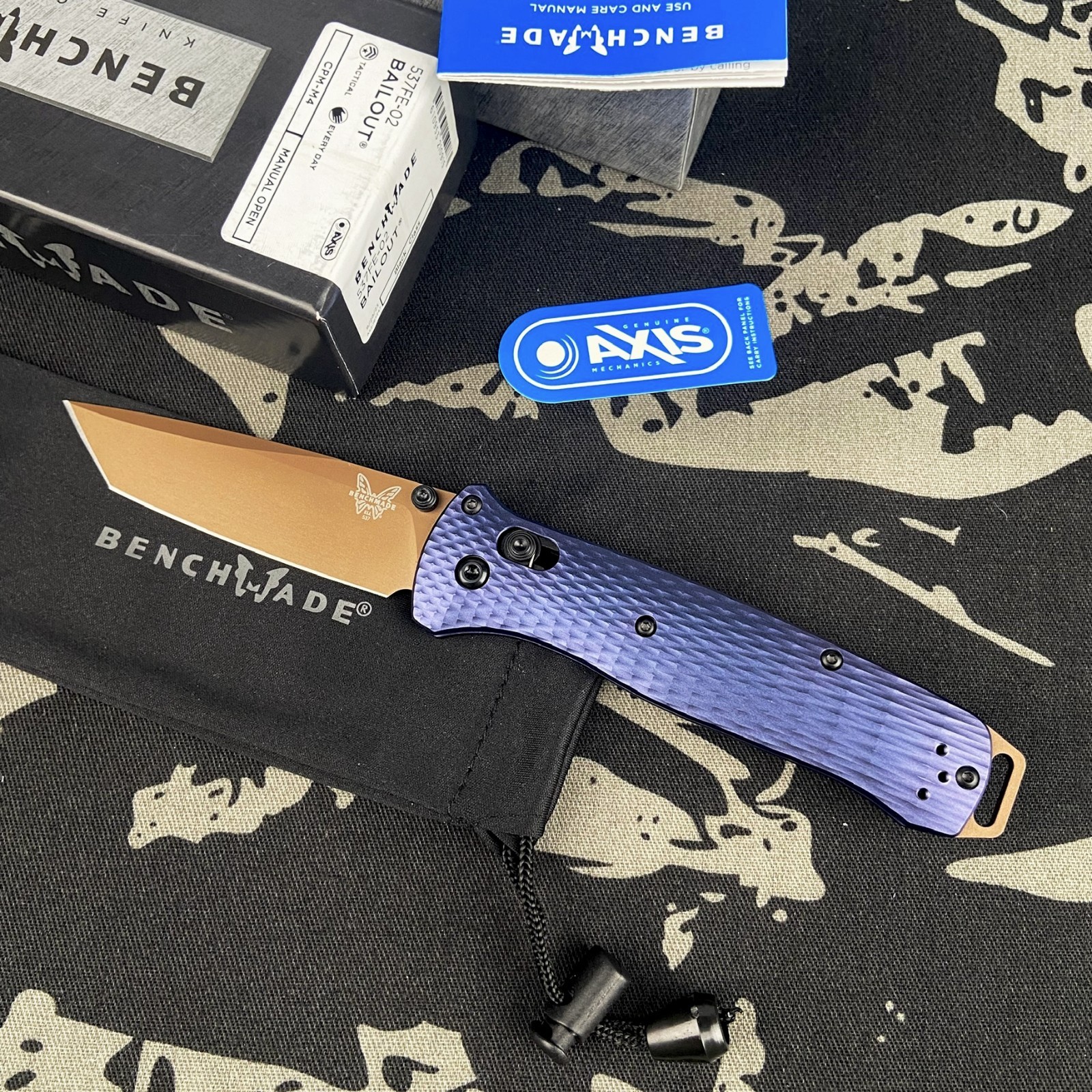 Benchmade 537FE-02 Bailout Crater Blue CPM-M4 Aluminum Folding Knife