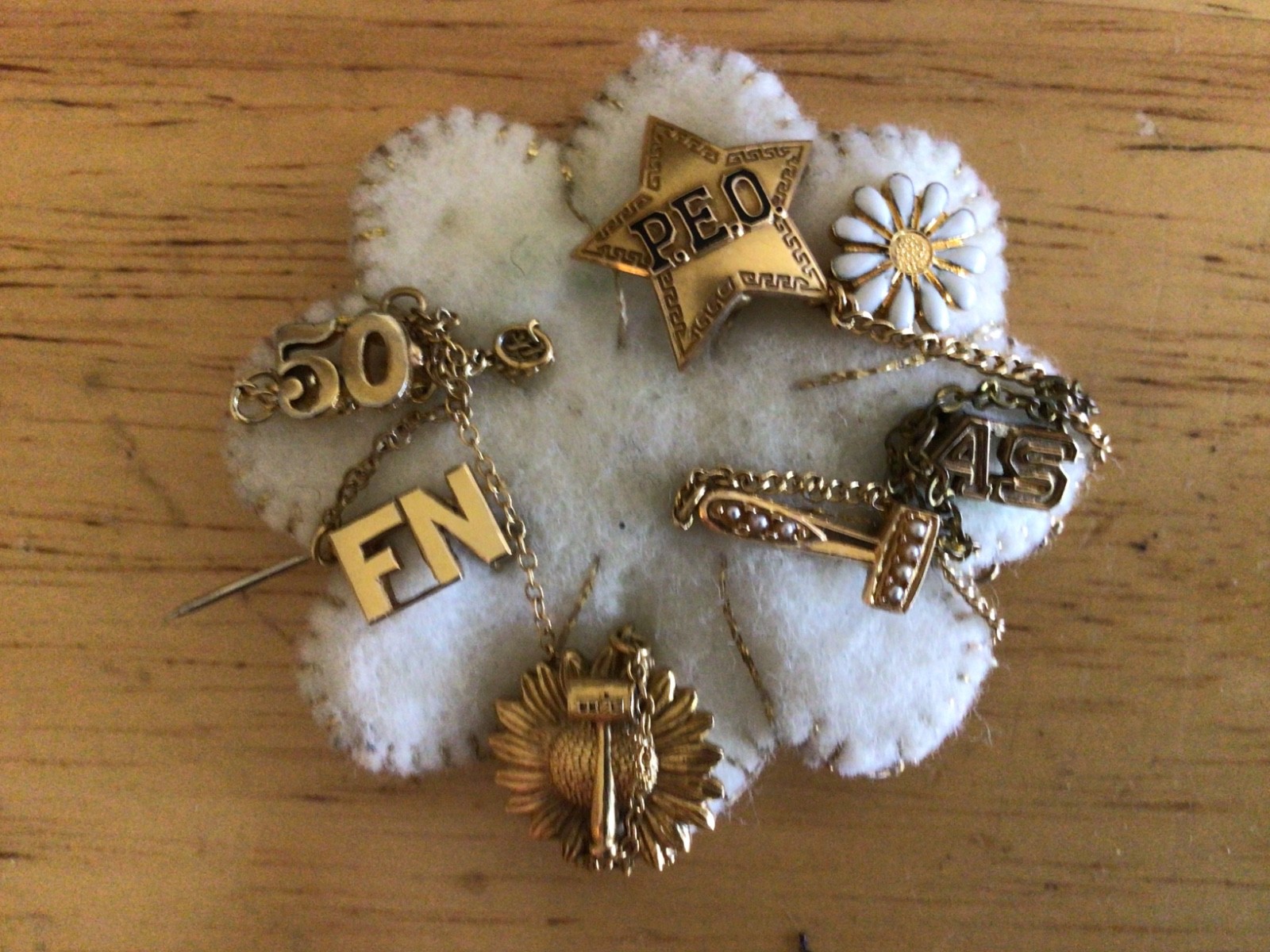 Vintage 1952 P.E.O. Sisterhood Pins Daisy /50th/gravel/ and more Vintage 1952 P.E.O. Sisterhood Pins Daisy /50th/gravel/ and more