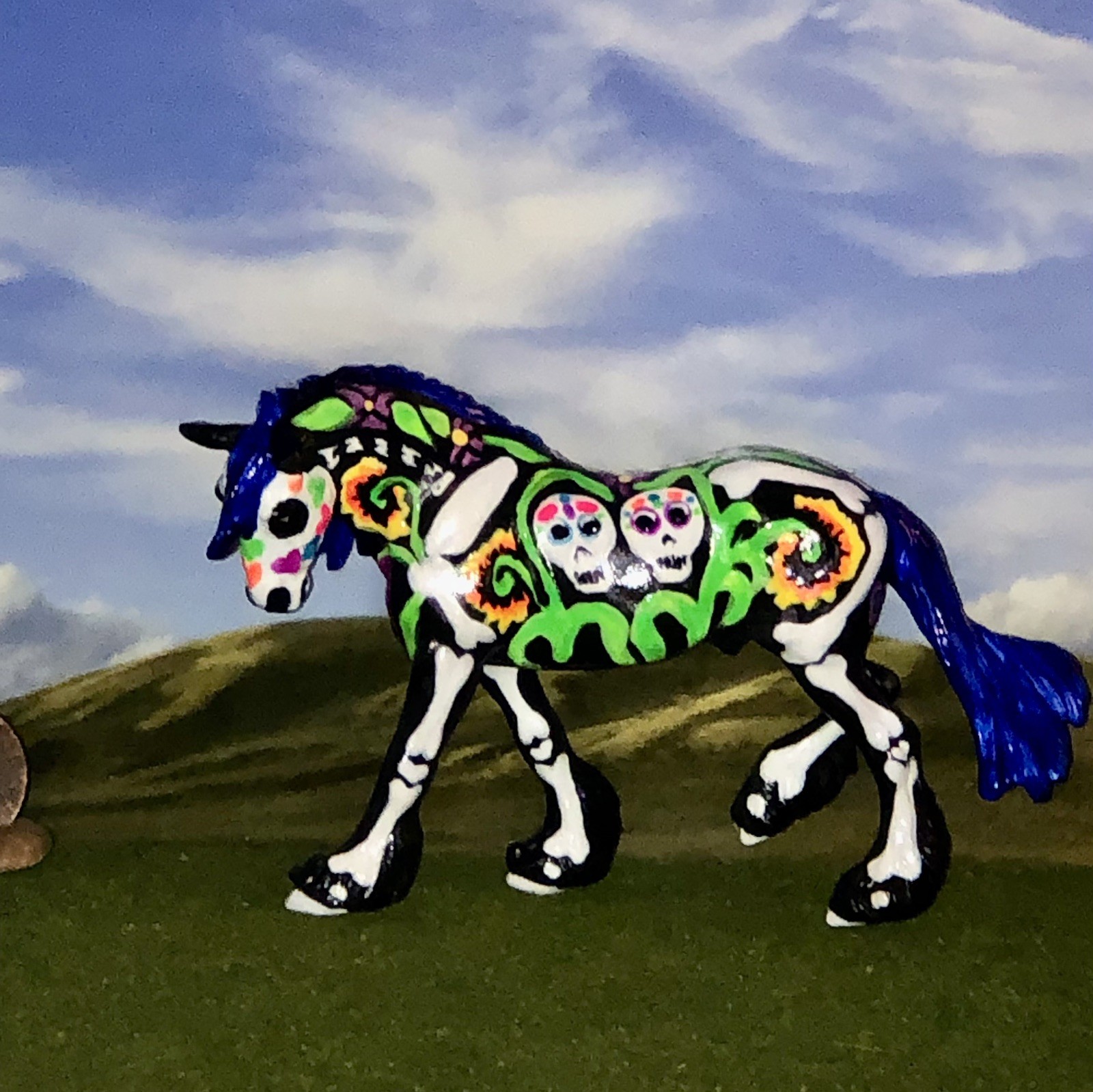 OOAK Breyer cm Custom Stablemate  Horse Othello *Glossy Whimsical Sugar Skull *