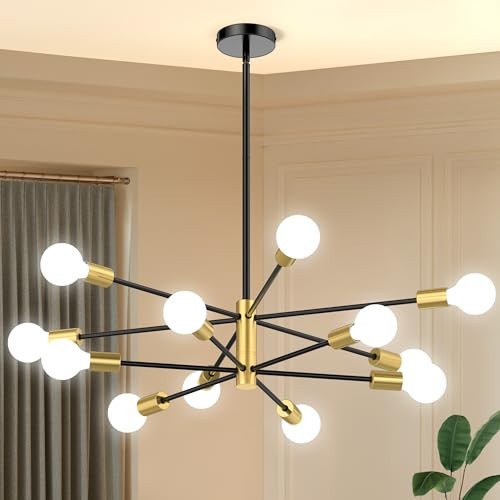 Sputnik Chandelier 12-Light, Mid Century Modern Height Adjustable Ceiling Light Sputnik Chandelier 12-Light, Mid Century Modern Height Adjustable Ceiling Light