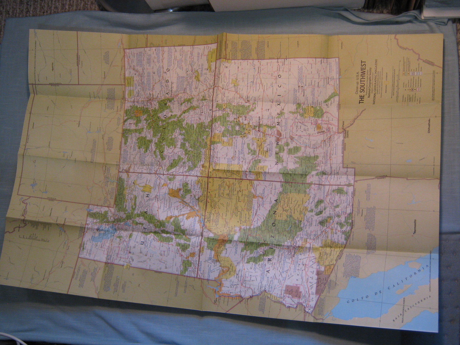 VINTAGE THE SOUTHWEST U.S. MAP AZ NM UT CO National Geographic October 1977