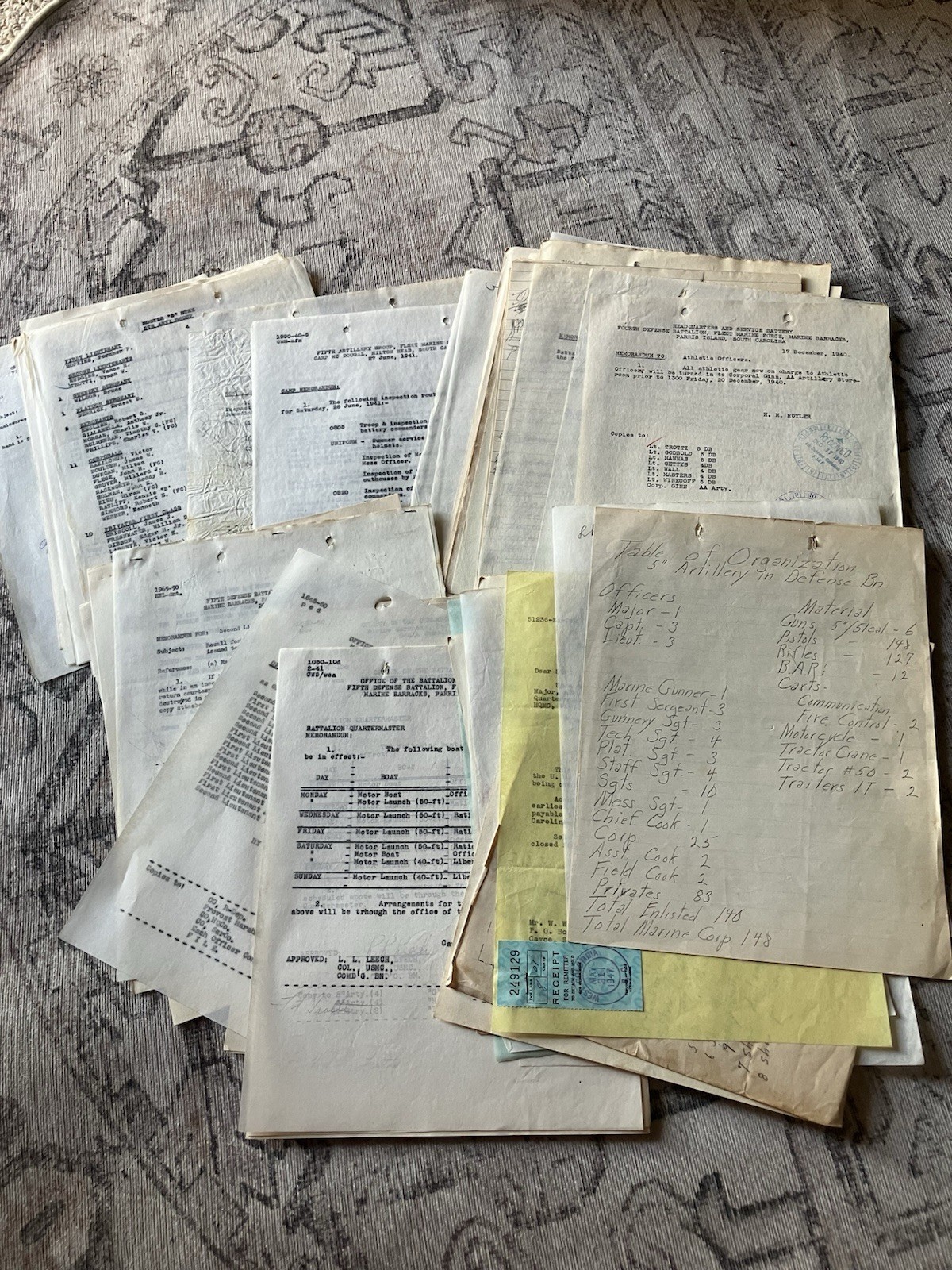HUGE WWII ARCHIVE LOT PARRIS ISLAND CAMP MCDOUGAL SC USMC 5TH ARTILLERY MARINES