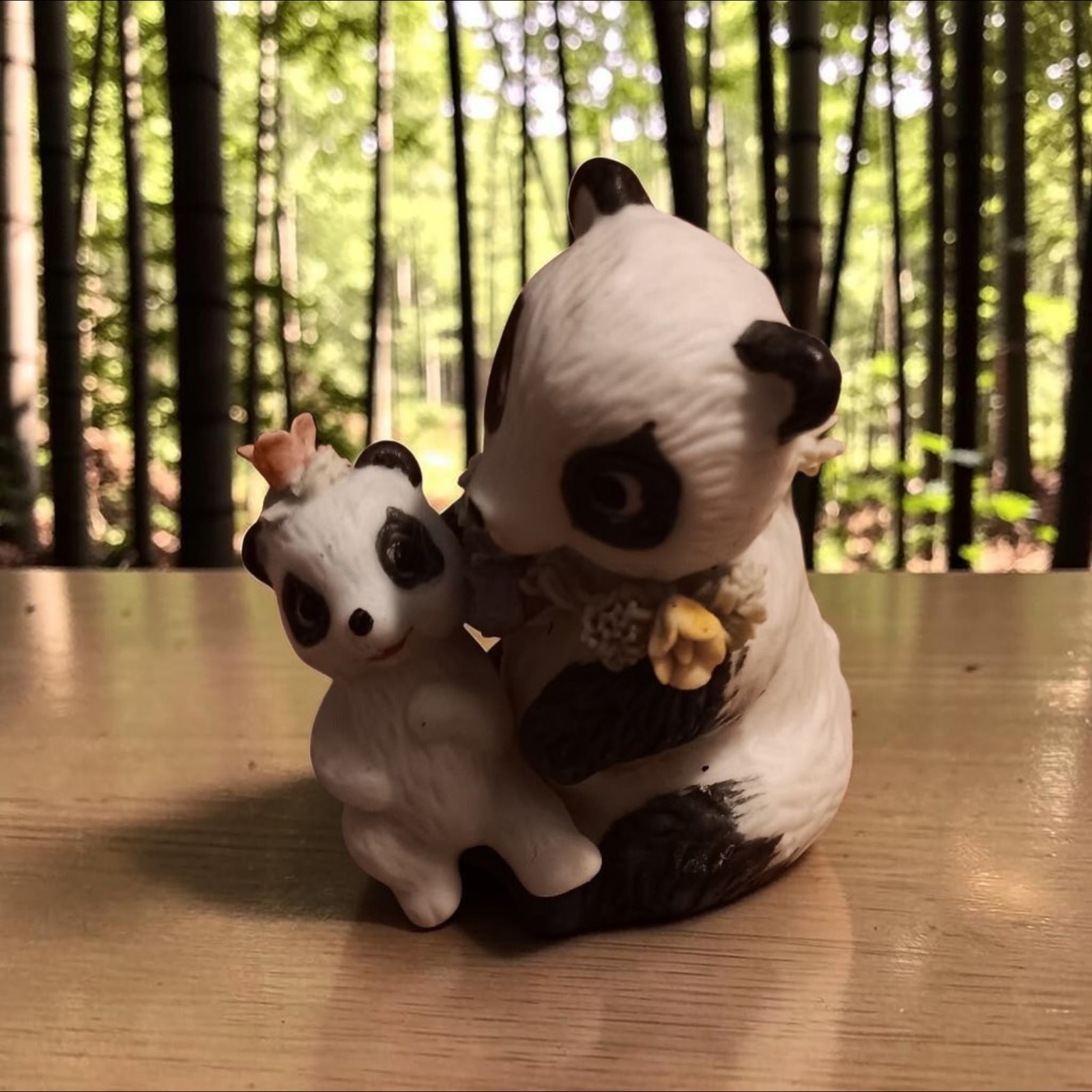 vintage mini moma and baby panda