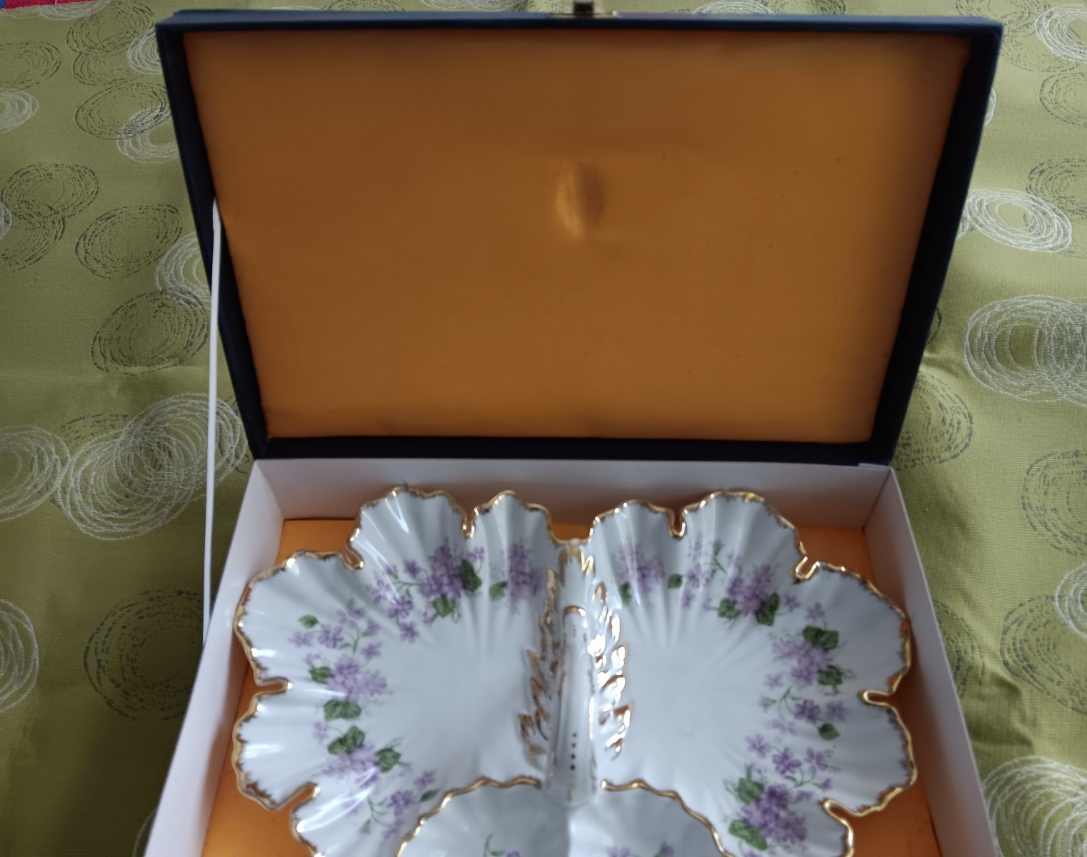 Imperial Porcelain SMCS Double Sided Serving Dish Tray Germany Bavaria Gold Rim