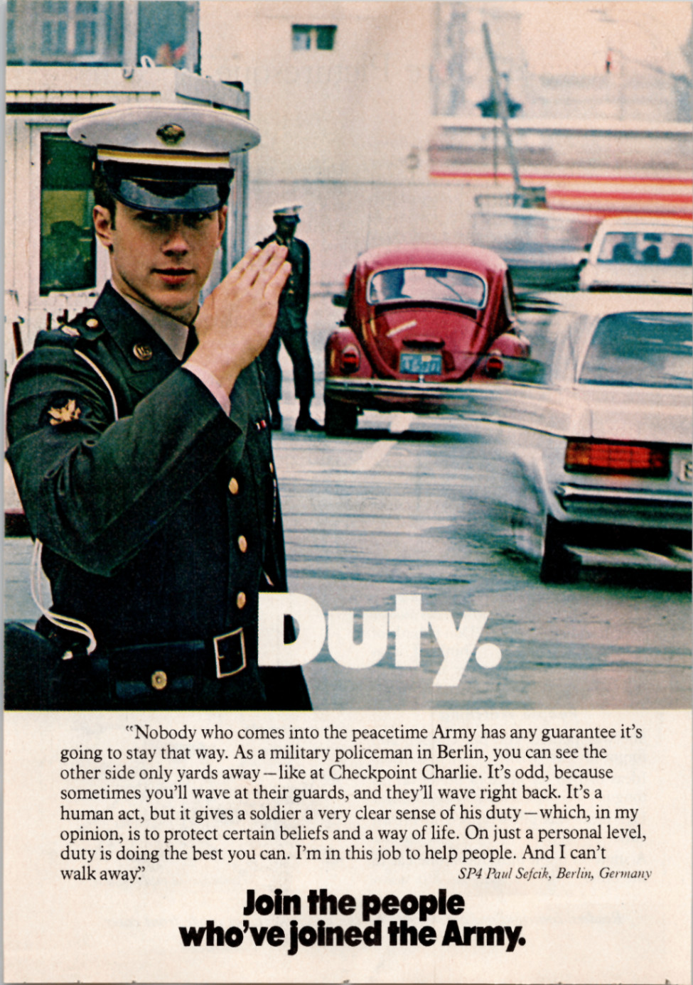 US Army Vintage Magazine Ad Berlin Checkpoint Charlie MP Duty Recruitment 1970s US Army Vintage Magazine Ad Berlin Checkpoint Charlie MP Duty Recruitment 1970s