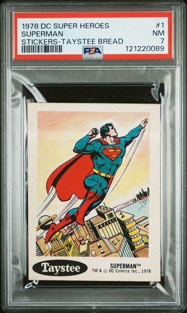 1978 TAYSTEE DC SUPER HEROES STICKERS SUPERMAN #1 PSA 7