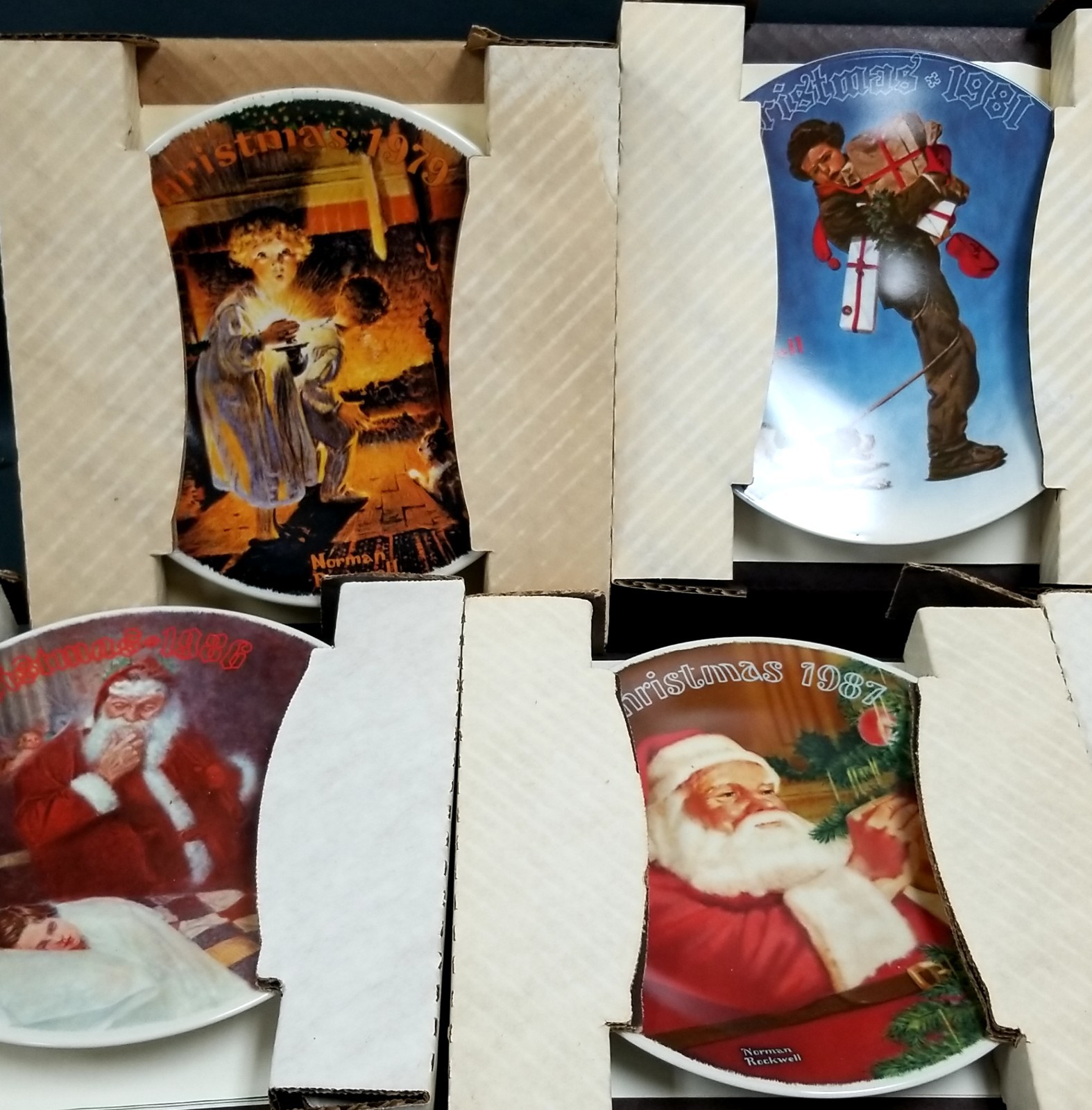 VTG LOT Bradford Exchange Norman Rockwell Christmas Plates 1979-91 Missing 83\'