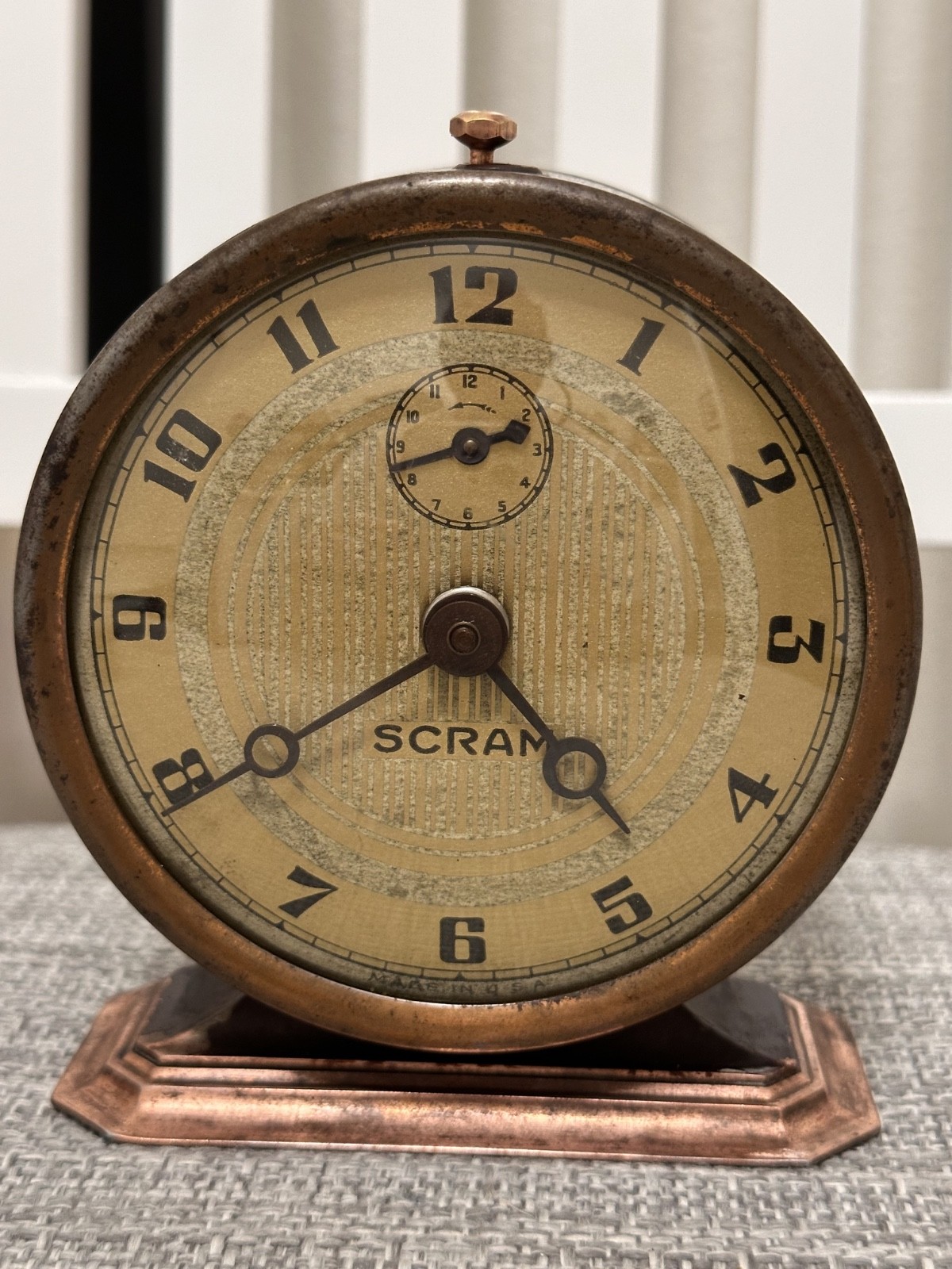 Rare Vintage 1930\'s Ingraham SCRAM Alarm Clock * Copper * Fully Functional 