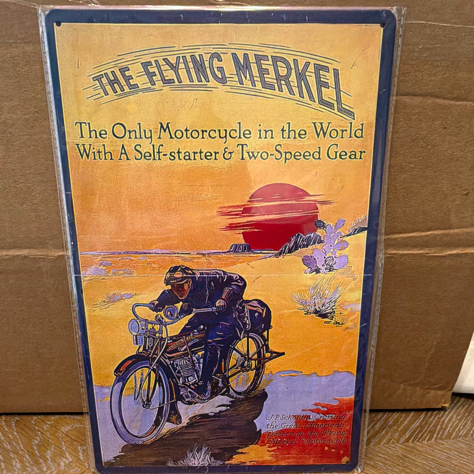 The Flying Merkel Vintage Motorcycle Advertising Metal sign by J.P. Schmidt