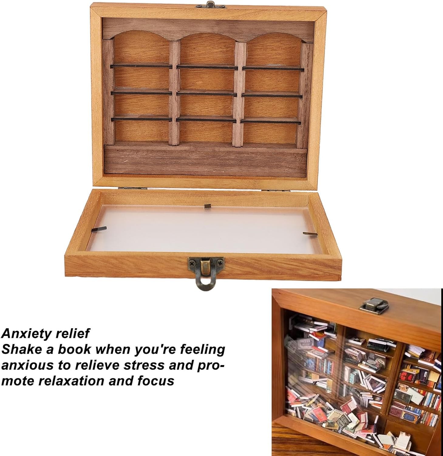 Miniature Book Boxes Display Case Anxiety Relief Books Shaking Bookshelf Toy