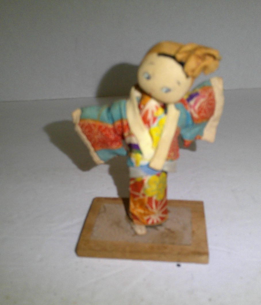 Vintage Japanese Geisha Silk Doll 4.5
