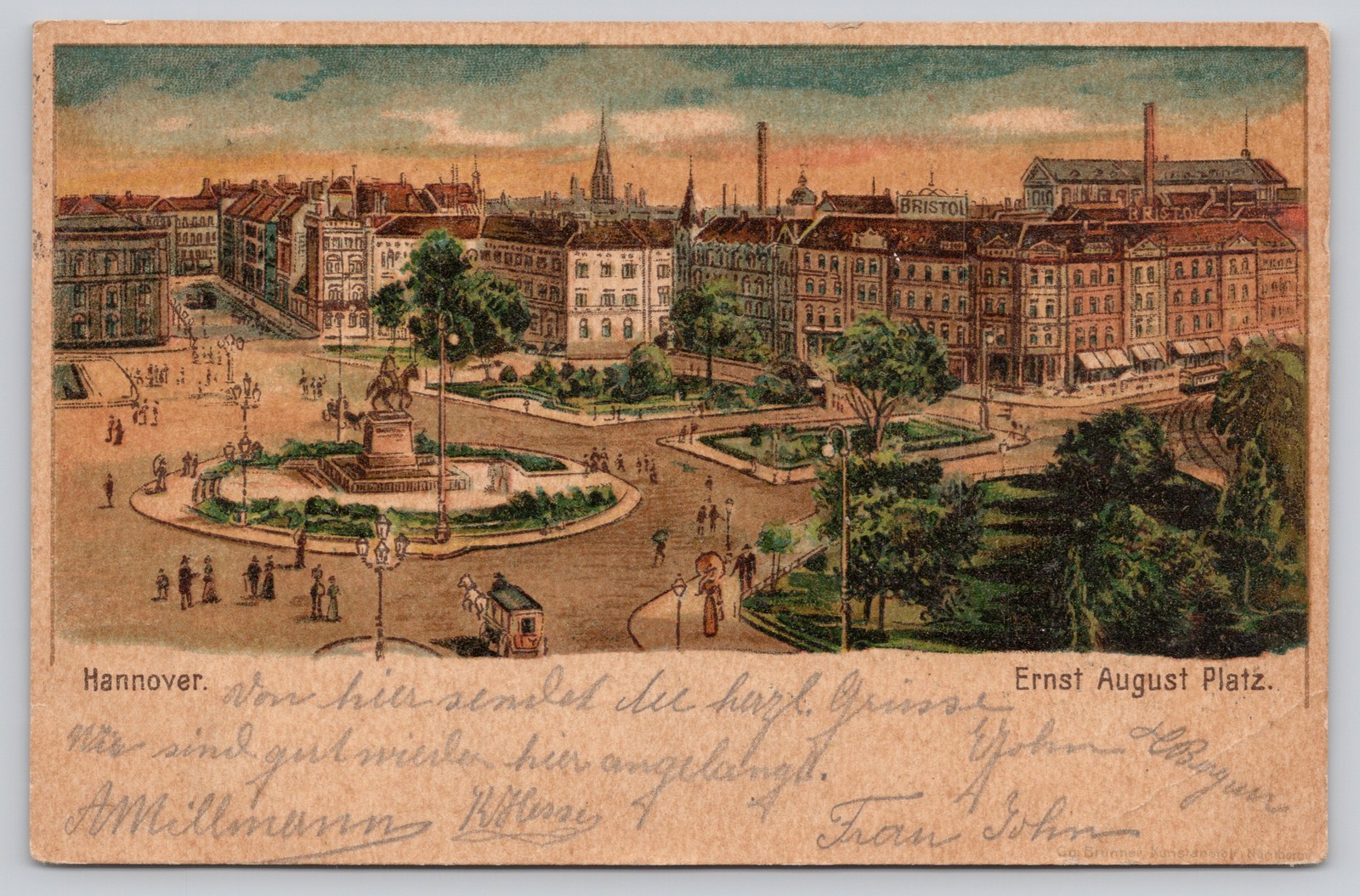 Vintage Postcard Hannover Ernst August Platz Germany Topographical 1903 Posted Vintage Postcard Hannover Ernst August Platz Germany Topographical 1903 Posted