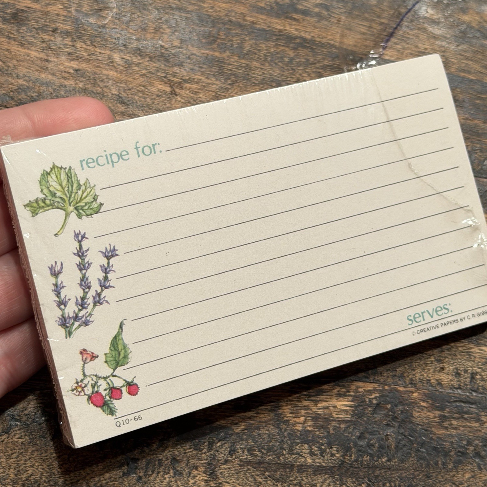 VTG BLANK RECIPE CARDS Creative Papers C.R. Gibson 40 Count Herb Garden 3”x5”