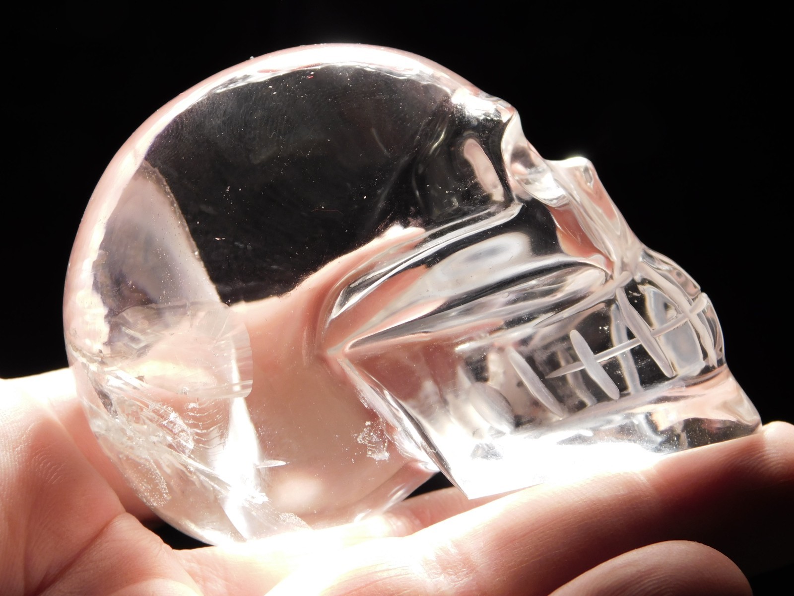 Larger SUPER Translucent AAA OPTICAL Quartz Crystal SKULL Brazil 345gr