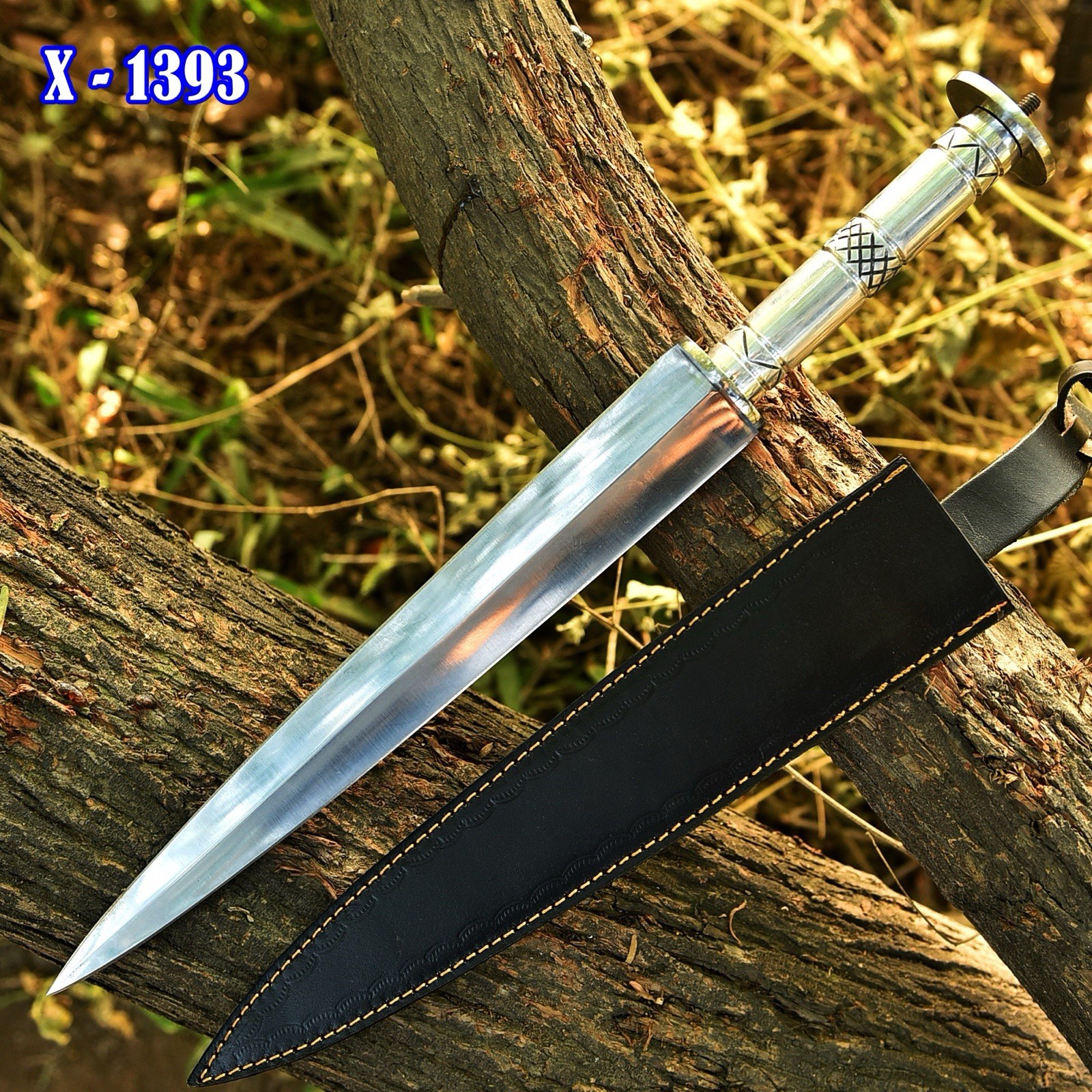 Handmade Fix Blade Double edge Dagger Sword Tactical Knife With Sheath