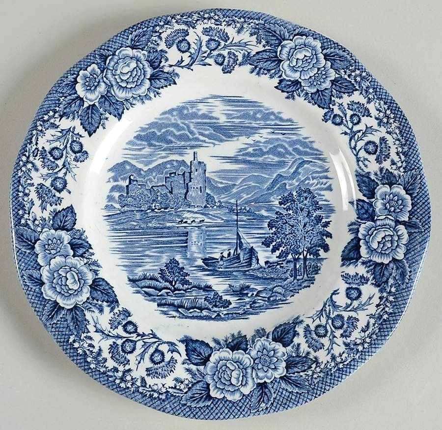 Royal Warwick Lochs of Scotland Blue Luncheon Plate 641200