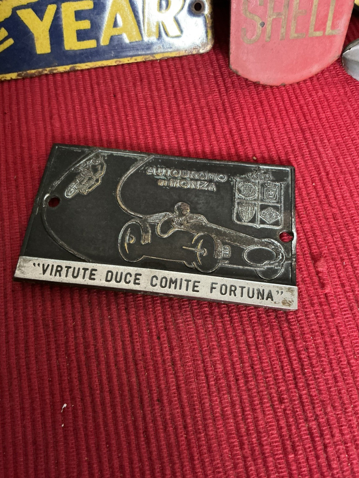 Vintage AUTODROMO di MONZA Race Circuit Dashboard Plaque Emblem - EXTREMELY RARE