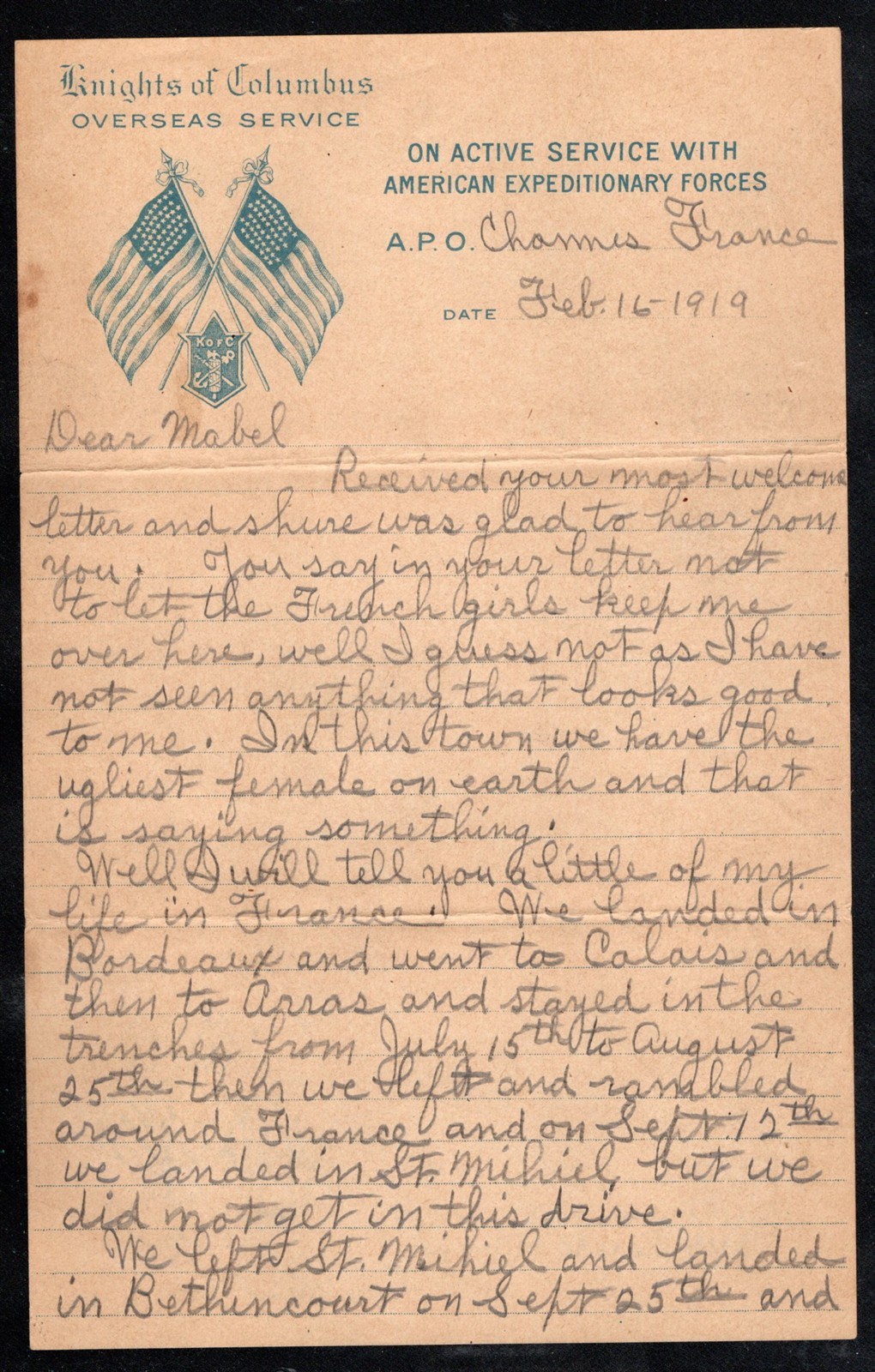 WW I AEF NAMED SOLDIER DOCUMENT CORRESPONDENCE AWARDS ETC 320TH INFANTRY GROUP WW I AEF NAMED SOLDIER DOCUMENT CORRESPONDENCE AWARDS ETC 320TH INFANTRY GROUP