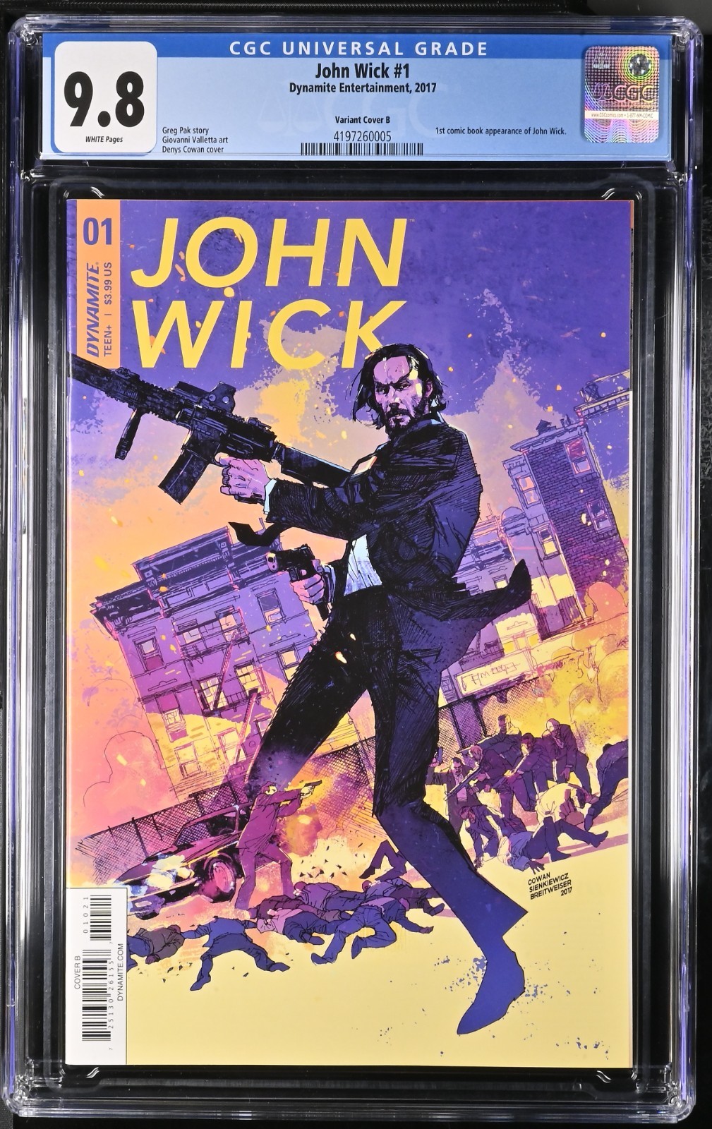 JOHN WICK #1 | 2017 | DYNAMITE | COVER B COWAN + SIENKIEWICZ | RARE | CGC 9.8 JOHN WICK #1 | 2017 | DYNAMITE | COVER B COWAN + SIENKIEWICZ | RARE | CGC 9.8
