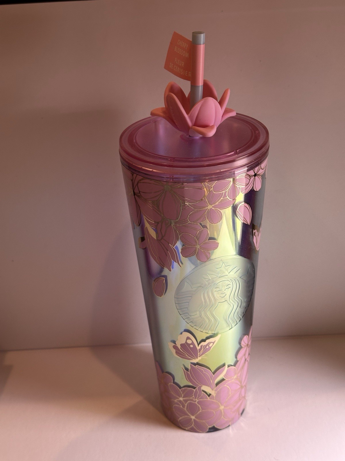 NEW Rare Starbucks 2025 Japanese Cherry Blossom  24oz Tumbler W/Blossom Topper