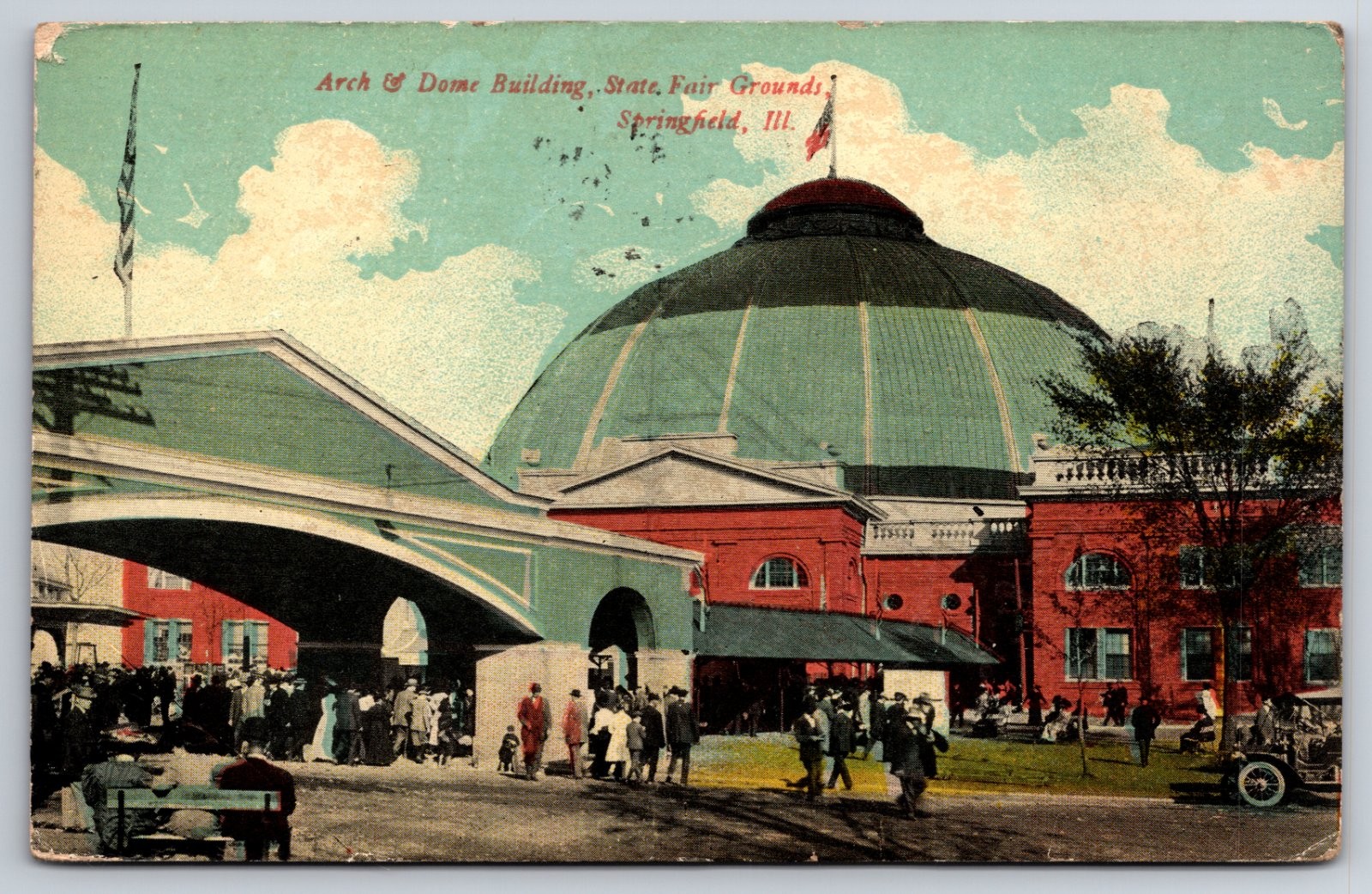 Springfield Illinois State Fairgrounds Arch & Dome Building Postcard
