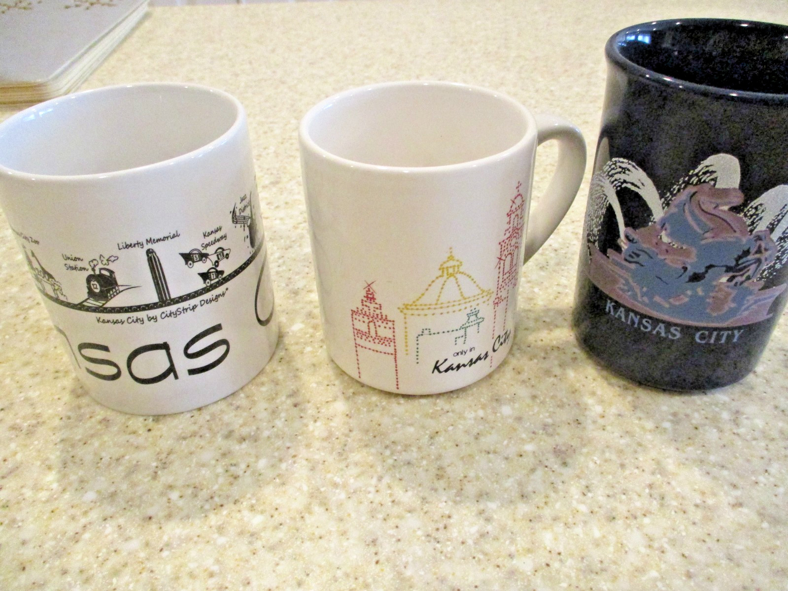 NEW Vntg Lot 3 KANSAS CITY Mugs: KC Landmarks/Plaza Lights/Plaza Horse Fountain