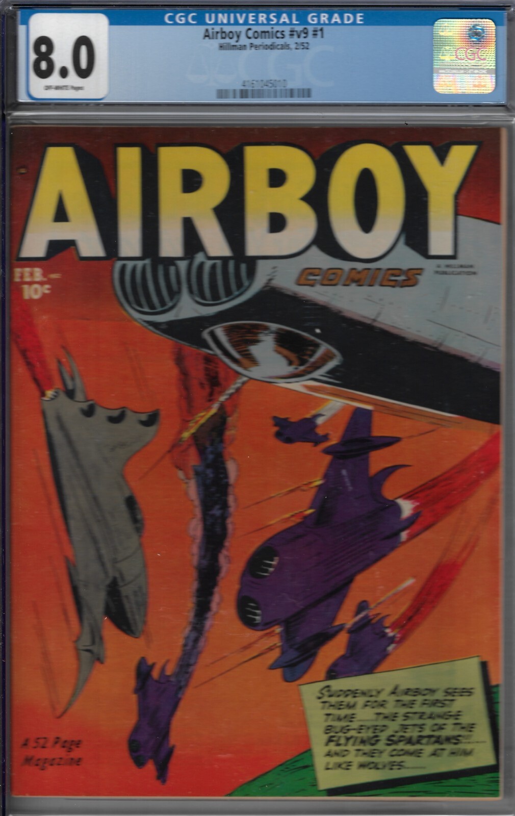 AIRBOY 9#1- CGC 8.0 VF COPY -1952 HILLMAN COMIC AIRBOY 9#1- CGC 8.0 VF COPY -1952 HILLMAN COMIC