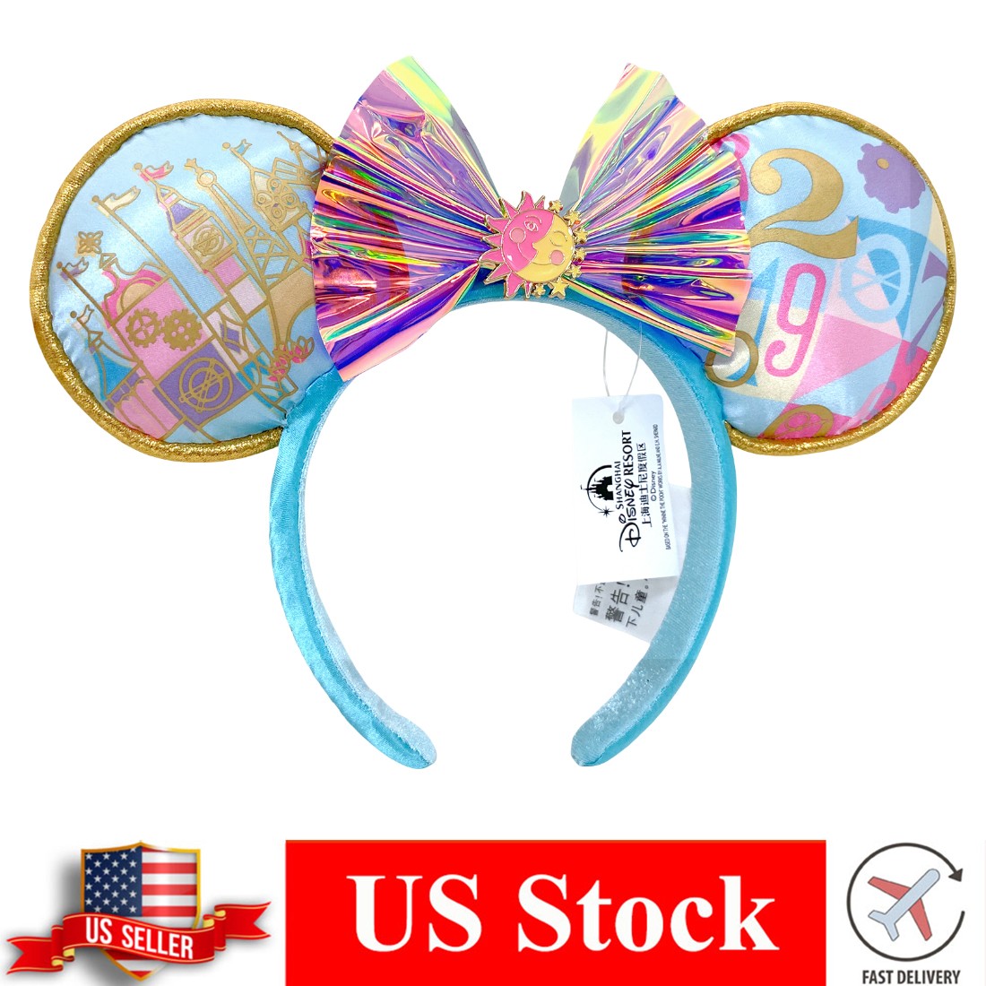 Disney-Park\'s Hairband Minnie Ears Headband Holographic Bow & 29th Anniversary