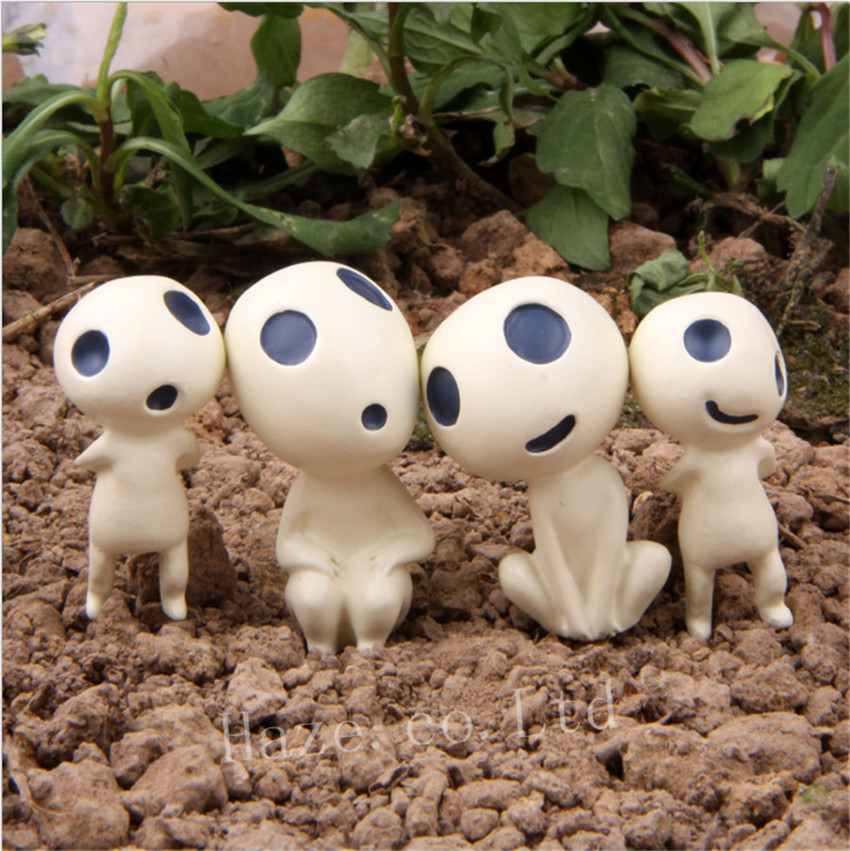 Hot 4pcs/set Studio Ghibli Princess Mononoke Forest Spirit Elf Kodama Action Fig
