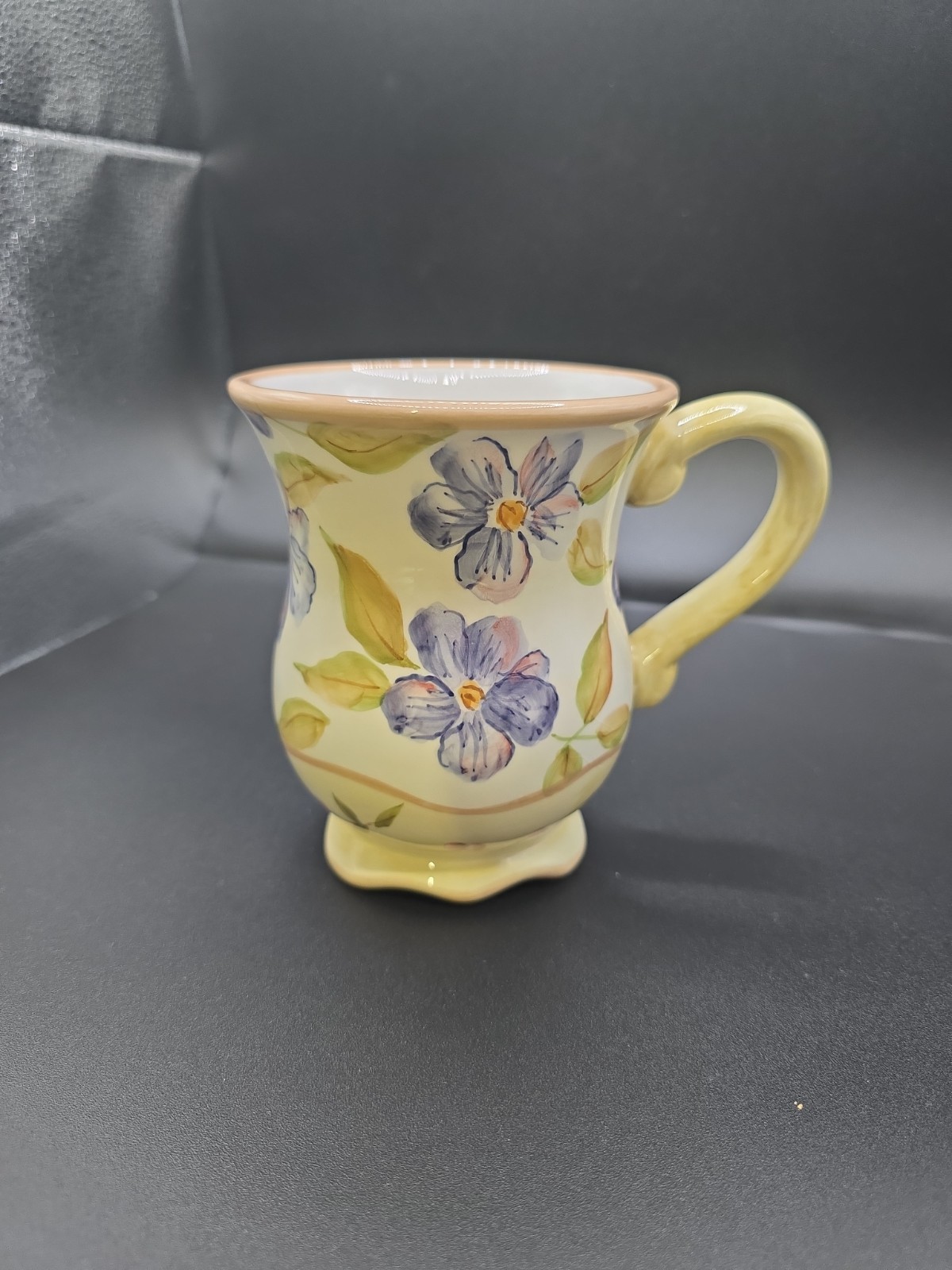 Capriware Hand-Painted Floral Pedestal Coffee Mug  - Vintage