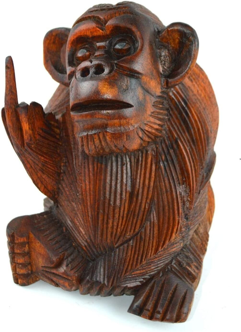 Wood Monkey with finger 6 Inch Rude Monkey Flipping Bird Statue